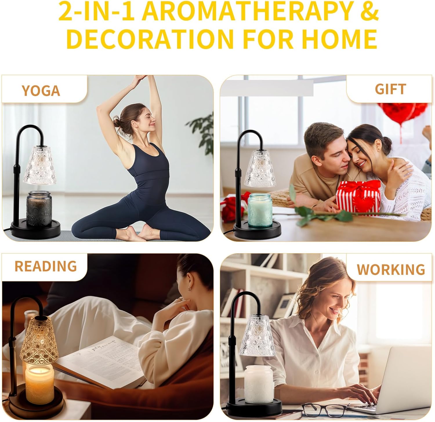 Skiennix Candle Warmer Lamp - Dimmable with Timer | Perfect Gift for Women & Home Decor, Includes 2 Bulbs