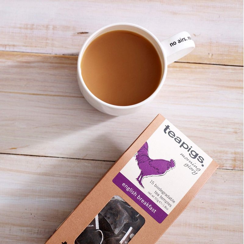 Teapigs English Breakfast Tea Bags Made With Whole Tea Leaves, Natural Ingredients, Non-GMO, Classic Morning Blend – 90 Count (6 Packs of 15 Teabags)