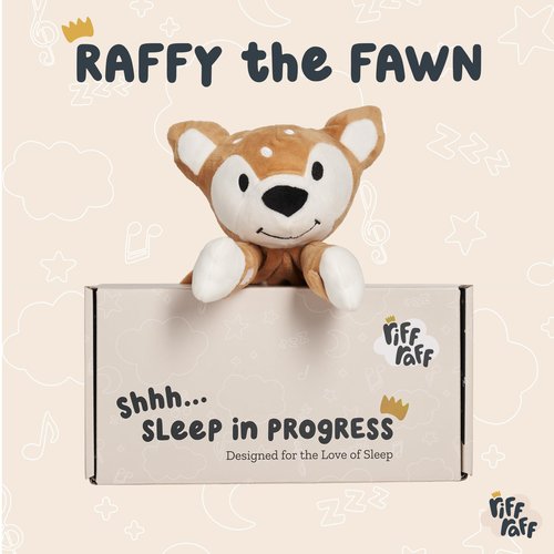 Riff Raff Baby Sleep Toy Soother - Musical Plush Fawn with White Noise & Lullaby - Lovey Security Blanket for Newborns & Infants