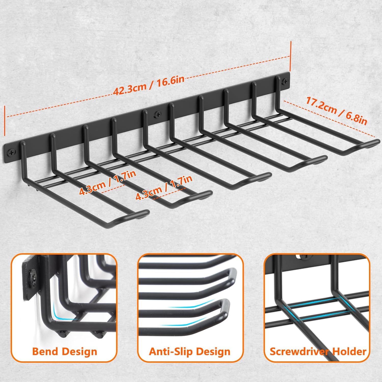 Reliahom Power Tool Organizer - Heavy Duty Cordless Drill Holder Wall Mount for Garage | Quick Installation