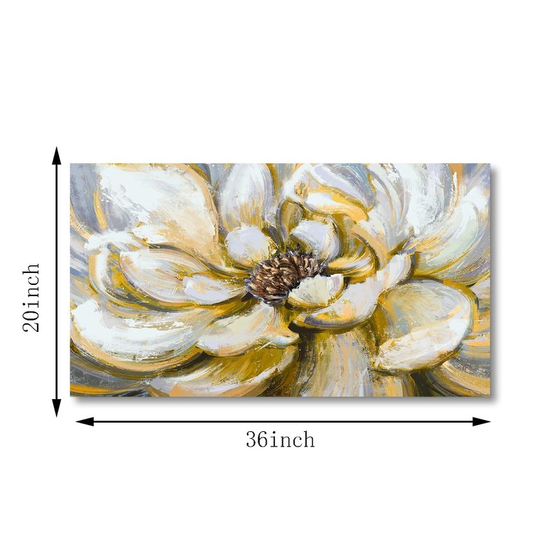 HOMEOART Yellow Flower Painting Living Room Bedroom Decor Floral Picture Canvas Art Print Framed Ready to Hang 20x36Inch