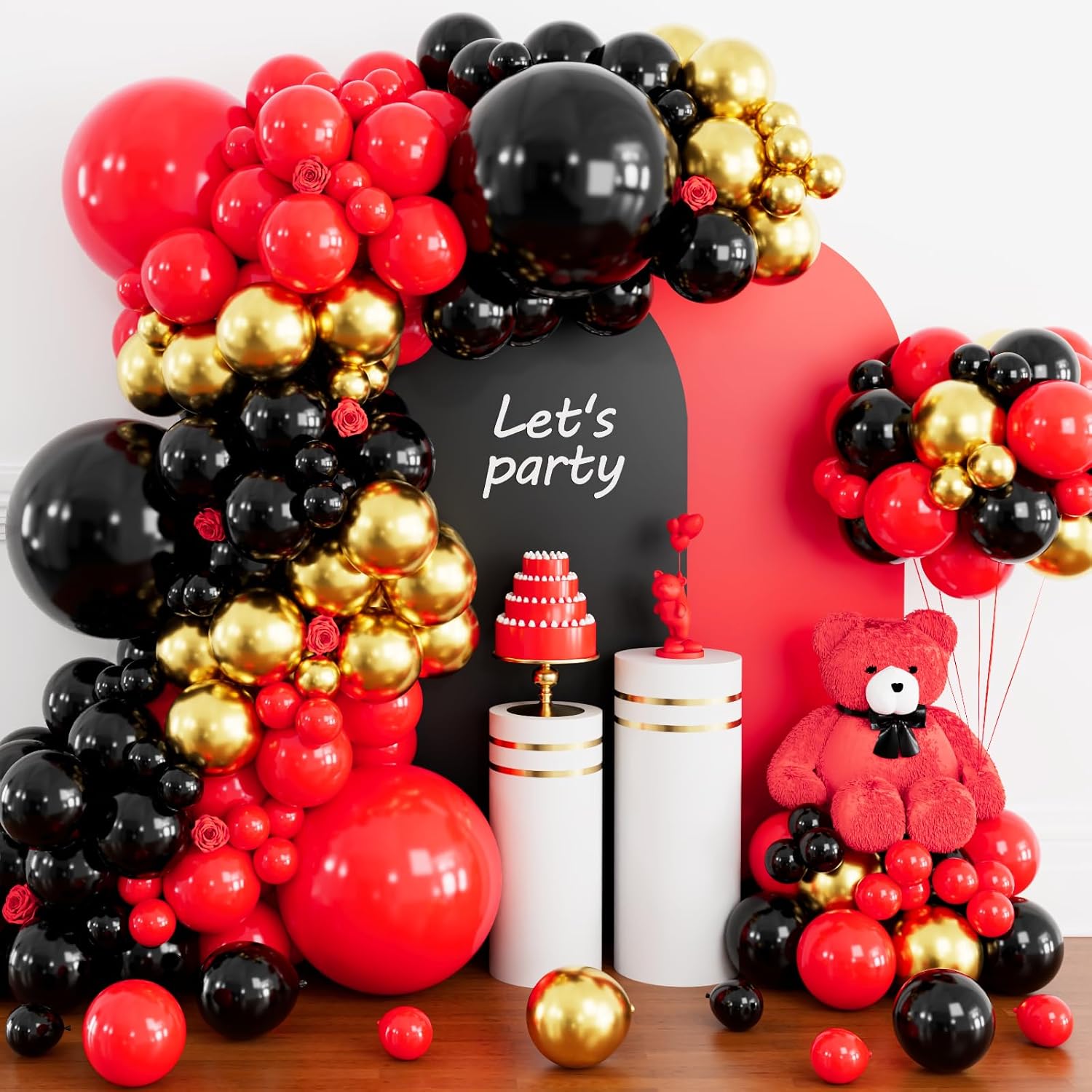 Skiennix 100pcs Black and Gold Balloons - 12 Inch Metallic Latex for Birthday & Graduation Celebrations