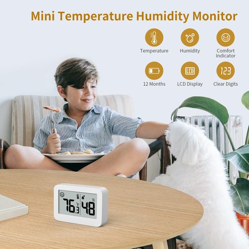 DOOMAY Mini Hygrometer Indoor Thermometer - Digital Humidity Gauge for Greenhouse & Baby Room | 2-Pack