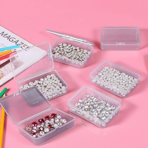 LECEHIVO Clear Plastic Bead Storage Containers - 40 Pcs with Lids & Stickers | 4.1 x 3 x 1 Inch
