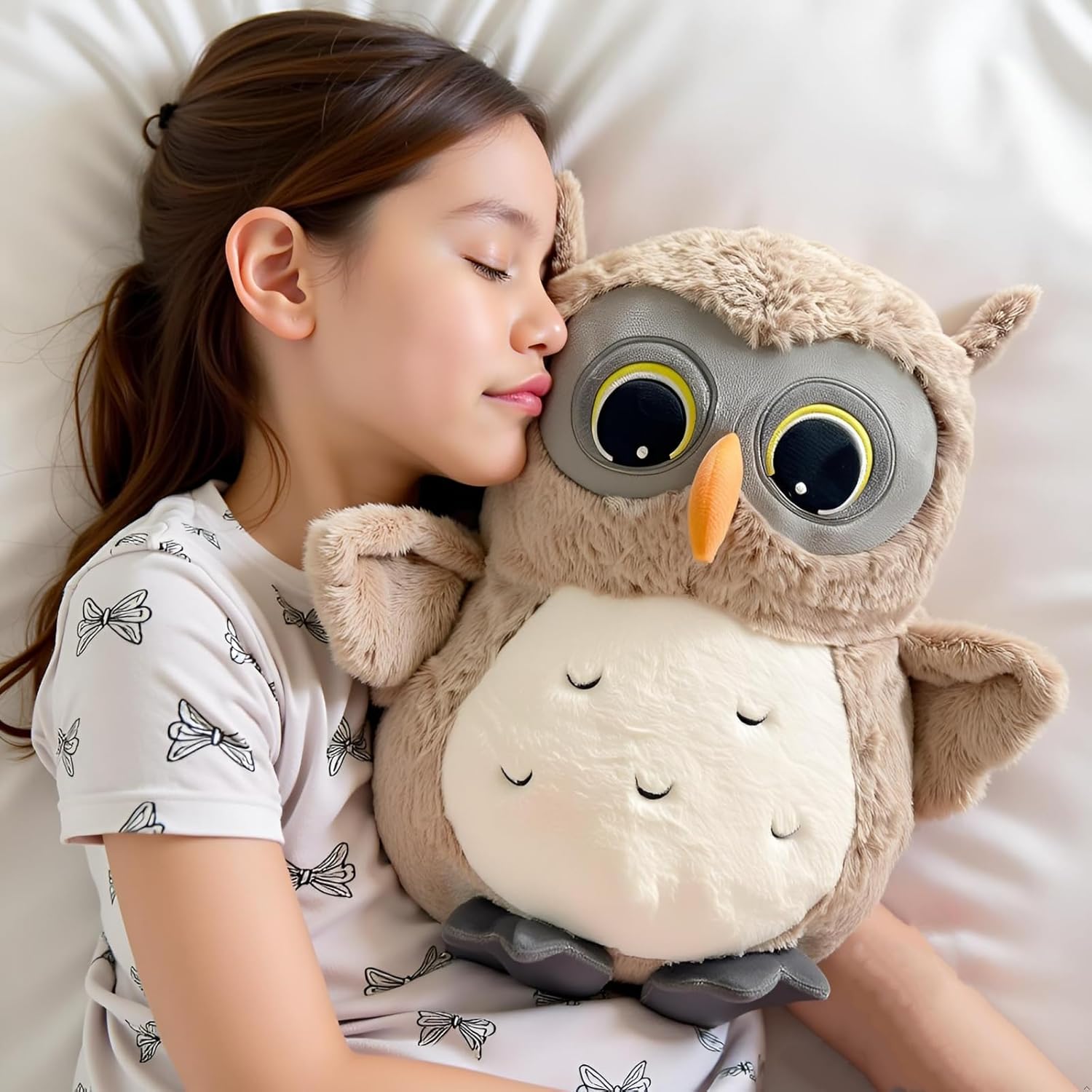 Ryttir 15.7 Inch Chubby Gray Owl Plush Toy - Fun Adventure Stuffed Animal for Kids & Room Decor