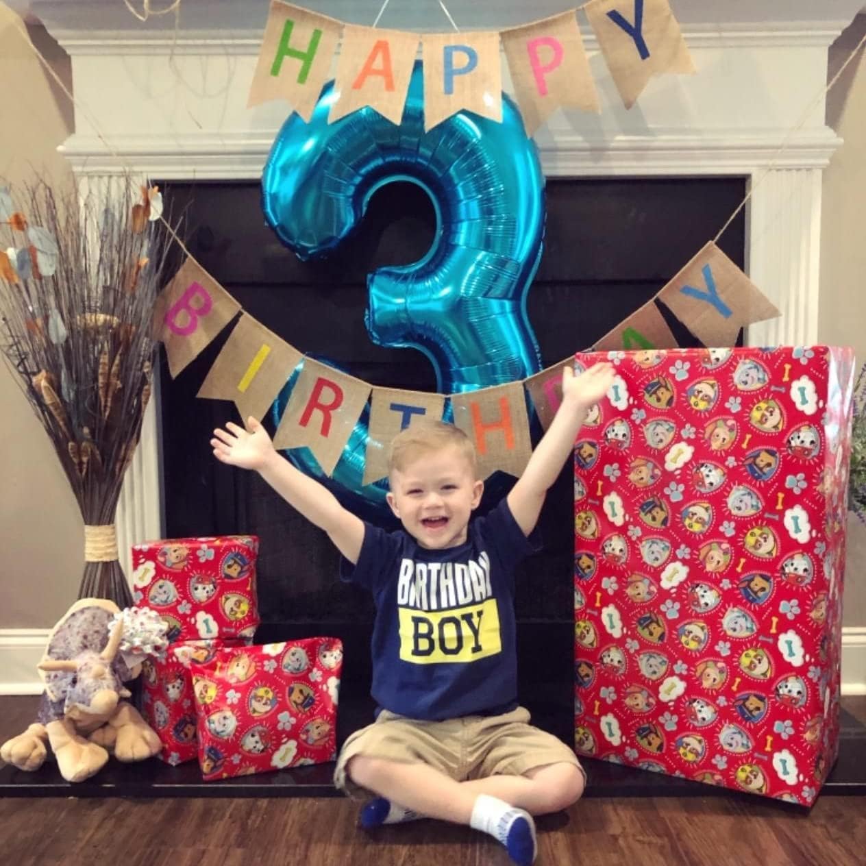 Skiennix Large Blue Foil Number 3 Balloon - 40 Inch Helium Balloon for Birthday & Graduation Celebrations