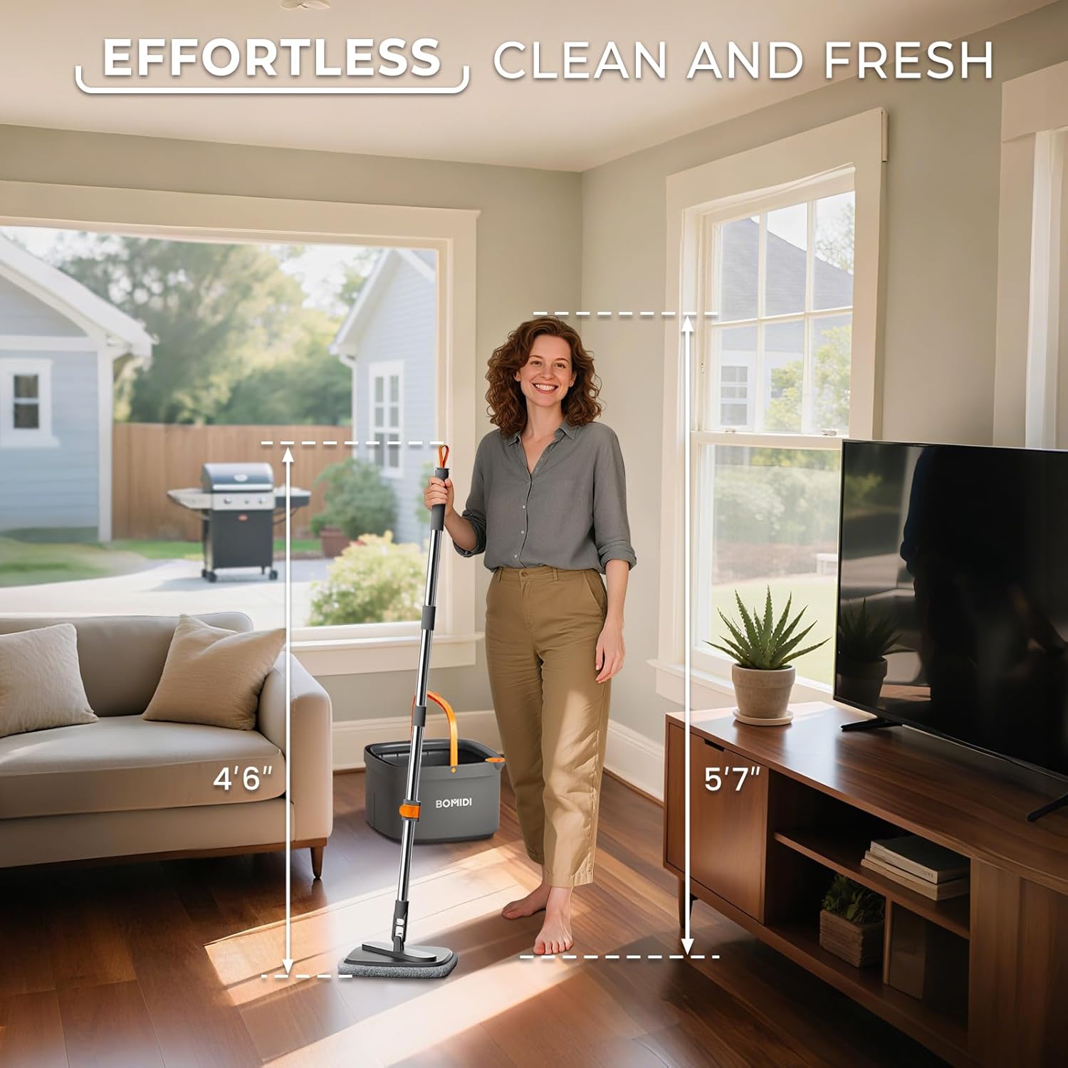 Skiennix Spin Mop and Bucket Set - Deep-Cleaning System with Separate Dirty Water | Versatile for Floors and Walls