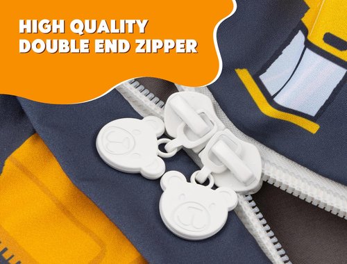 Aimuan Kids Zipper Bedding Car Construction Comforter Set for Boys Girls 3-Piece Twin Kid Bedding Set, Grey