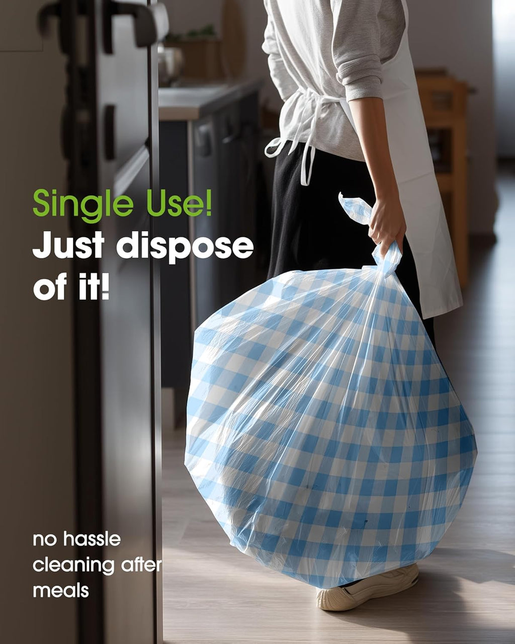 Pureegg Disposable Table Cloths - 8 Pack of 54 x 108 Inch Blue Gingham Rectangle Covers | Leakproof & Sturdy