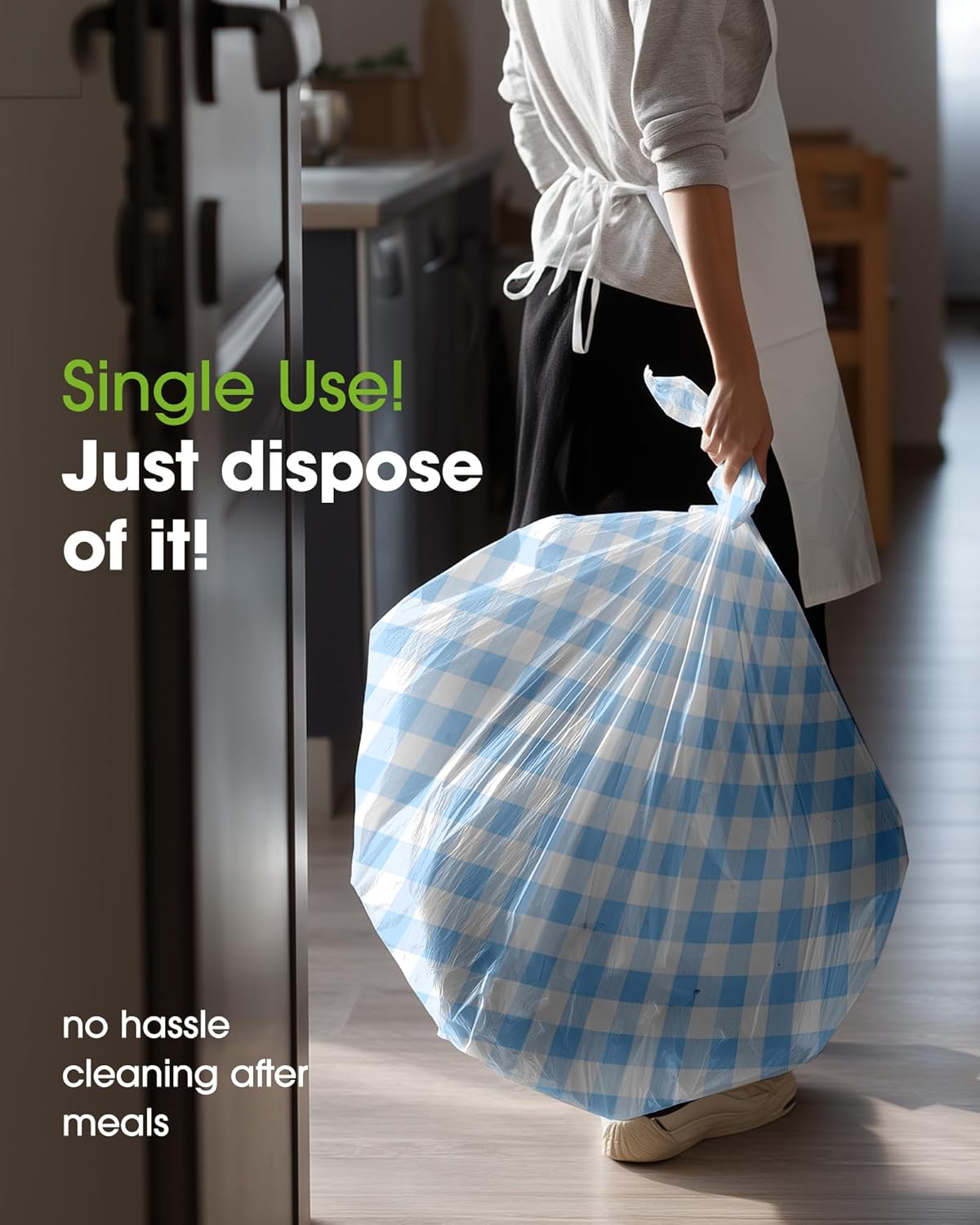 Pureegg Disposable Table Cloths - 8 Pack of 54 x 108 Inch Blue Gingham Rectangle Covers | Leakproof & Sturdy