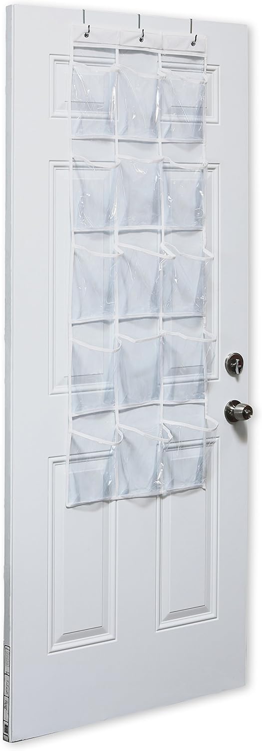 Simple Houseware Over The Door Pantry Organizer - 2-Pack Clear Storage with 15 Pockets (52" x 18")