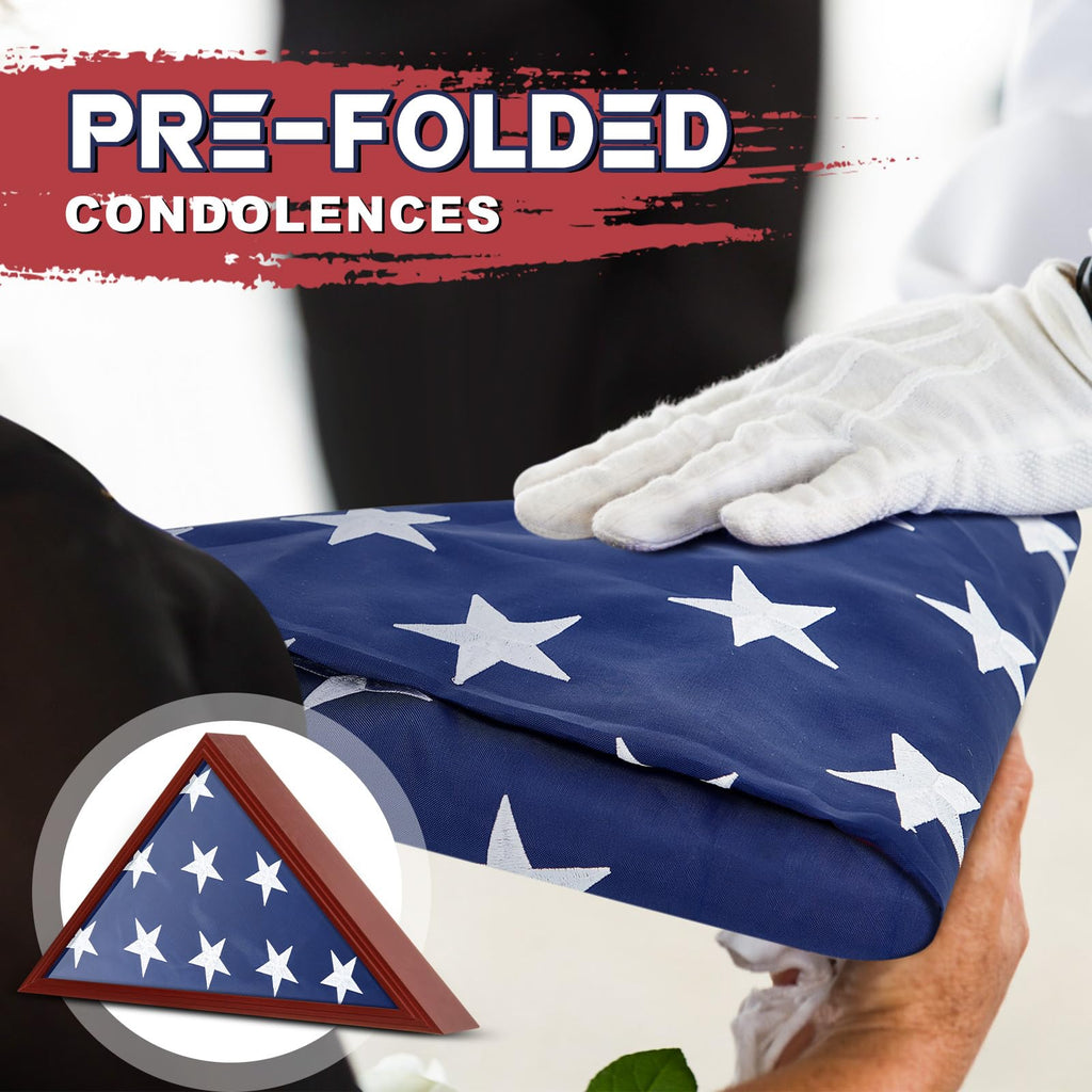 Mindsoft Flag Case for Burial with Folded Memorial American Stars Flag 5 x 9. 5 ft, Display Shadow Box for Military Veterans Funeral