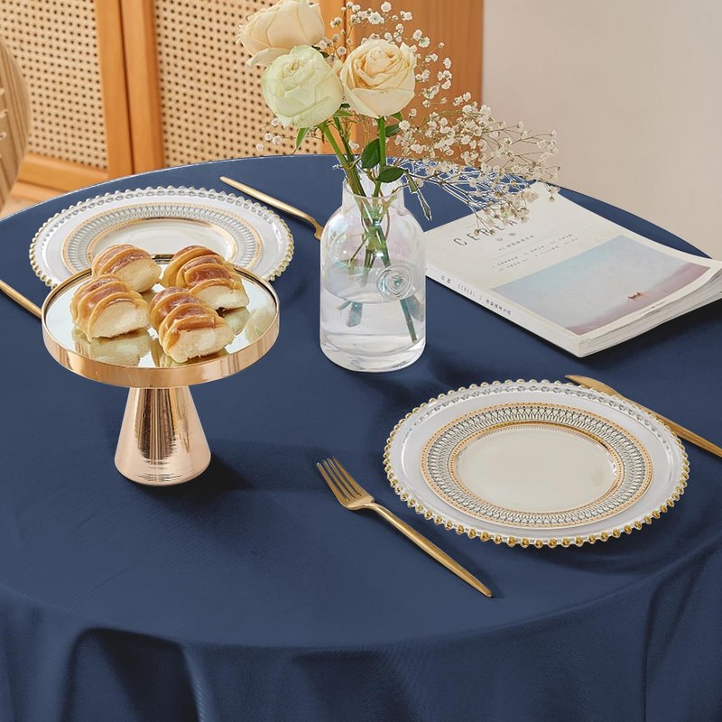 Easy-Going 6 Pack White Tablecloths 120 Inch-Round for 8 Ft Round Table, Washable Polyester Waterproof Stain Resistant Table Cloth, Decorative Table Cover for Kitchen, Dining Tables, Events