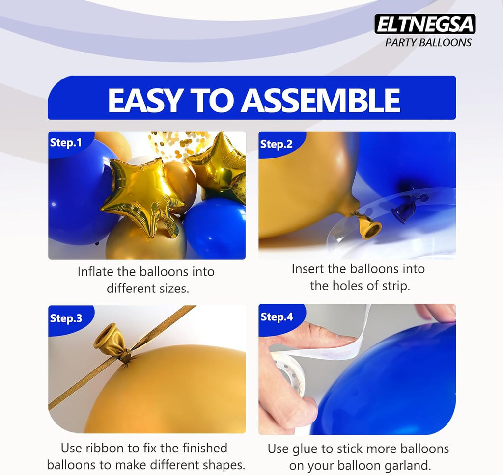 Royal Blue & Gold Balloon Arch Garland Kit by [Brand Name] - 187PCS for Baby Showers, Weddings & Parties