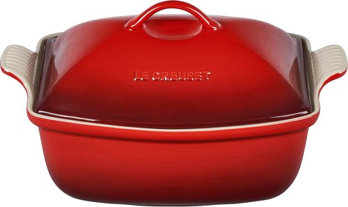 Le Creuset Heritage Stoneware Deep Baker - 4.5 Qt. with Lid in Cerise | Durable & Stylish Cooking