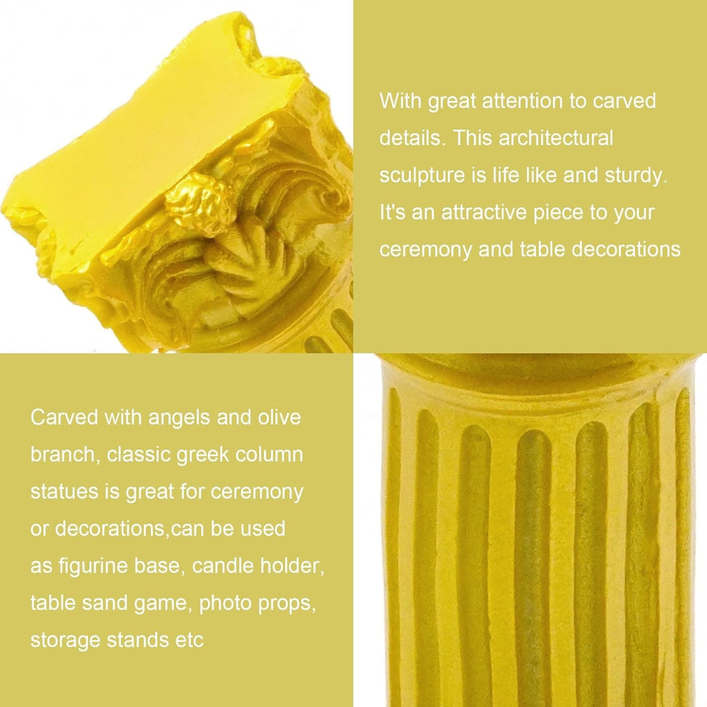 Saihisday Miniature Roman Pillar Columns - Resin Candle Holders for Wedding & Christmas Decor | 5 Pcs, Yellow