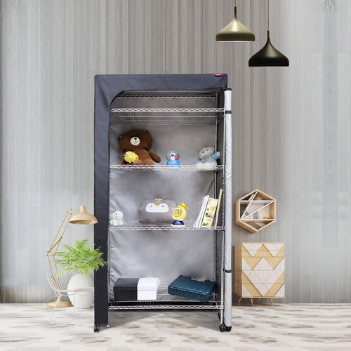ZYSUOR Shelf Cover Wire Rack Shelving Cover 48X24X72,The Two-Way Zipper Design can be Opened up, Down, or All for Easy Access (No Shelves,Black)