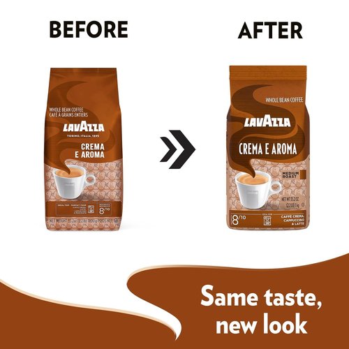 Lavazza Crema E Aroma Whole Bean Coffee - Balanced Medium Roast, Intense Flavor, 2.2-Pound Bag