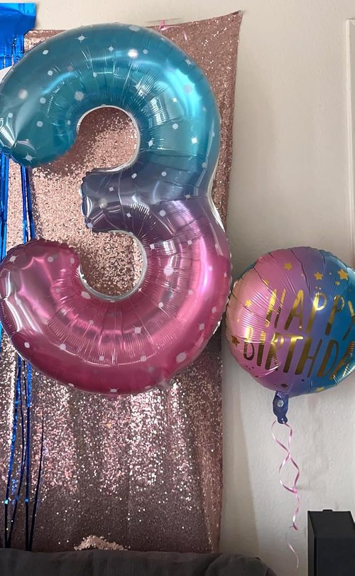 40 Inch Number 8 Balloon - Pink, Purple & Blue Birthday Decorations for Men & Boys