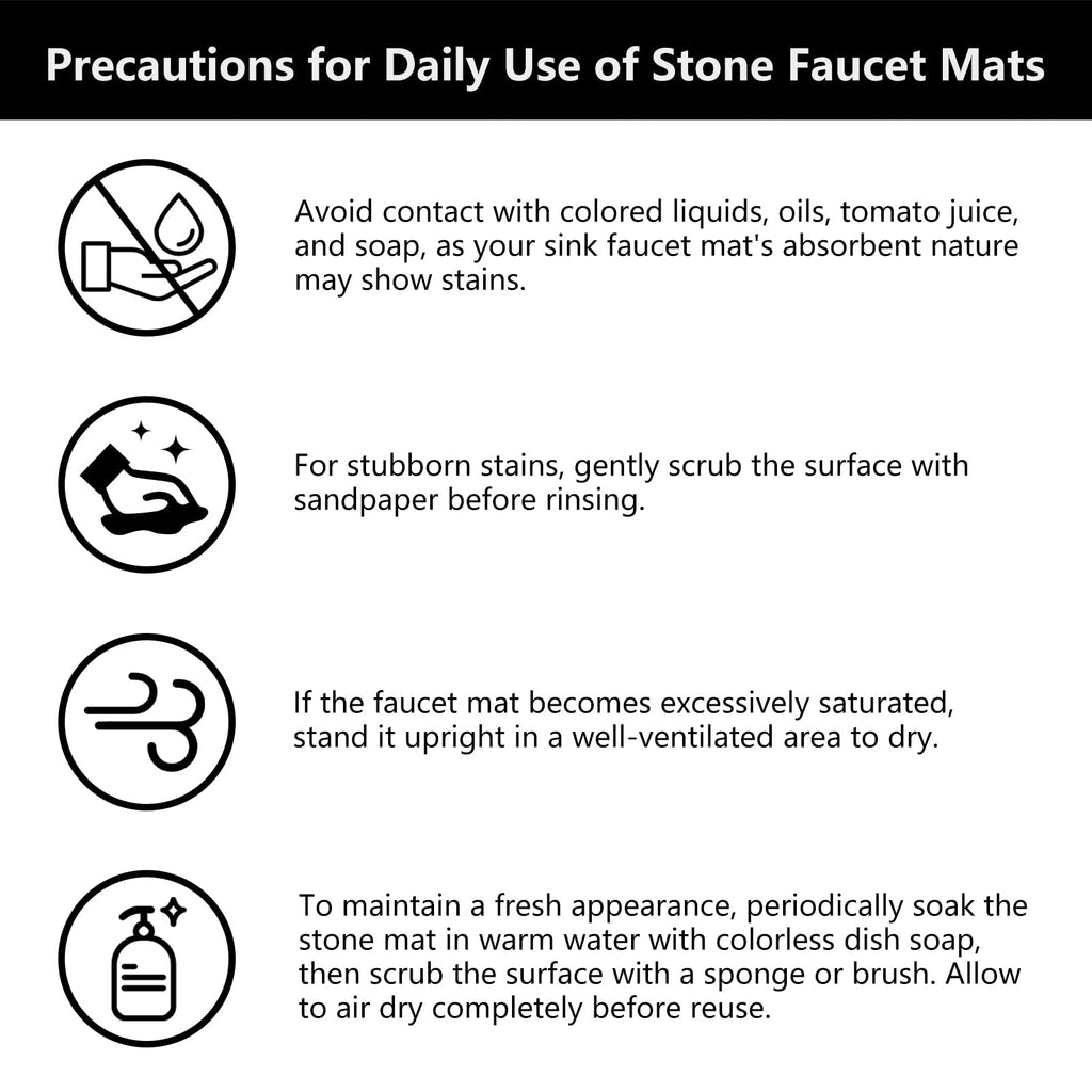 Kitchen Sink Faucet Mat, Super Absorbent Diatomaceous Earth kitchen Sink Mat Prevents Water Pooling in Sinks, Sink Splash Guard for Kitchen Bathroom Keeps Counrtops Dry (White)