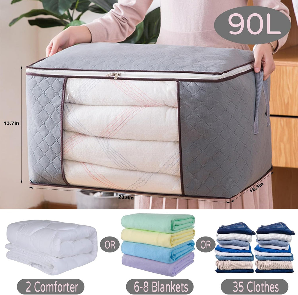 Skiennix 90L Large Foldable Storage Bags - Durable Comforter & Linen Organizer | 10 Pcs Set