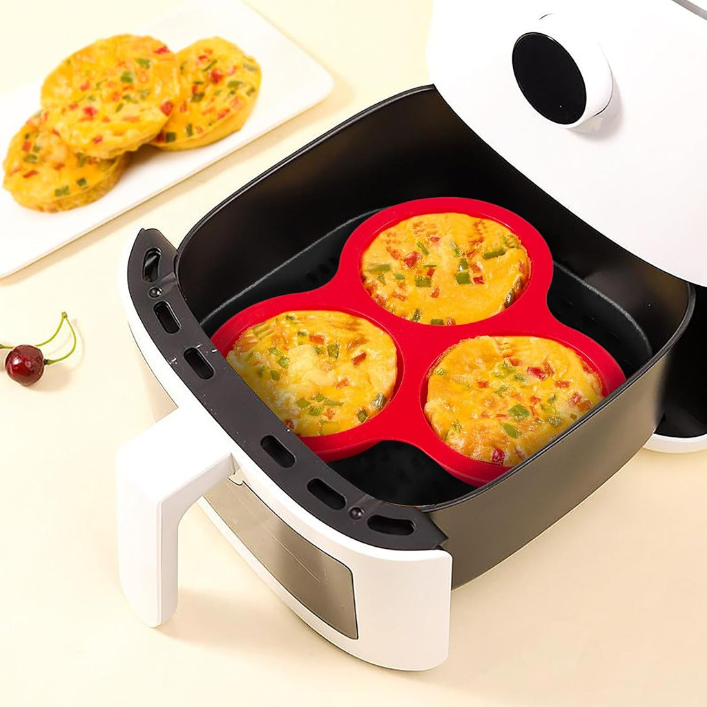 Puyeipt Air Fryer Silicone Egg Molds - 4 Inch Jumbo Round Muffin Top Pans for Breakfast Sandwiches | 2 Pack