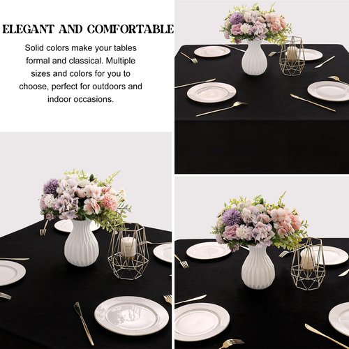 JALANCY 4 Pack Square Table Cloth 70x70 Inch Black Tablecloth Machine Washable Fabric Polyester Table Cover for Dining, Buffet Parties, Picnic, Events, Weddings and Restaurants（Black）