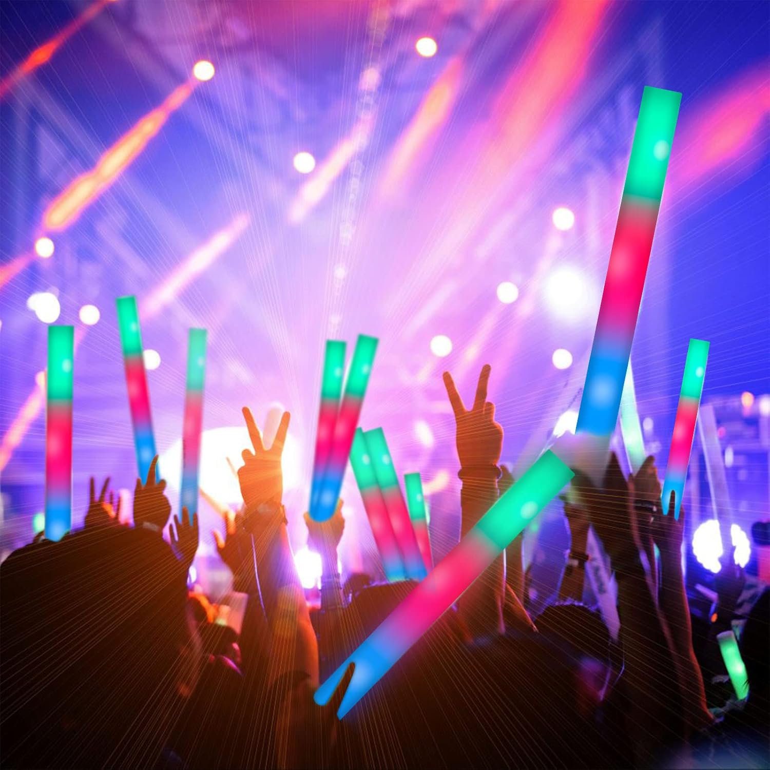 SHQDD LED Foam Glow Sticks - 28PCS Colorful Light-Up Party Supplies with 3 Flashing Modes | Perfect for Weddings, Birthdays, Raves & More
