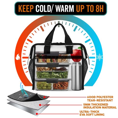 84hoods Large Lunch Box for Women. Insulated Lunch Bag for Work Office Travel Picnic with Adjustable Strap. Nurse Gift. Nurse Life.
