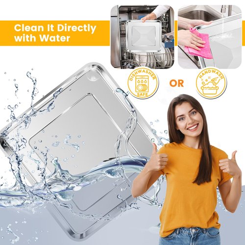 Air Fryer Baking Pan for Nuwave Bravo 12 in 1 21 Qt Air Fryer Toaster Oven, 11.2'' * 10.5'' Air Fryer Grill Pan Grill Plate Crisper Plate Rack Parts Accessories Tray, Stainless Steel