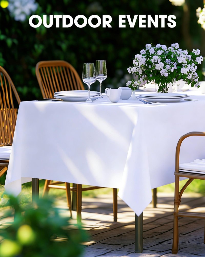 Pureegg Rectangle Table Cloth 60" x 102" – Durable Polyester Tablecloth Offers Reusable & Washable Protection, Ideal for Outdoor Party, Picnic, Wedding, Banquet and Birthday, 3 Pack, White