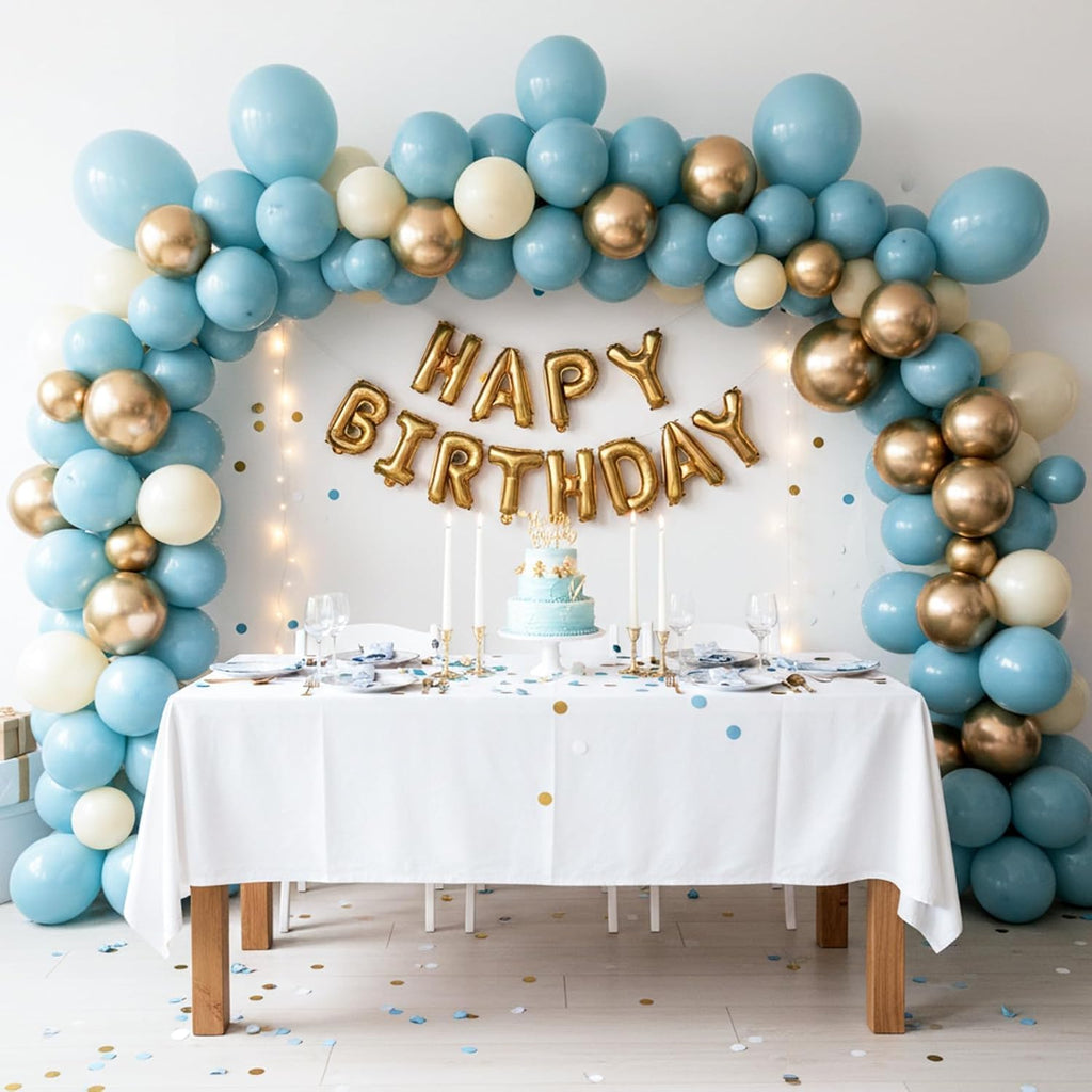 RUBFAC Dusty Blue Balloon Garland - 129pcs Latex Balloons in Various Sizes for Parties & Celebrations