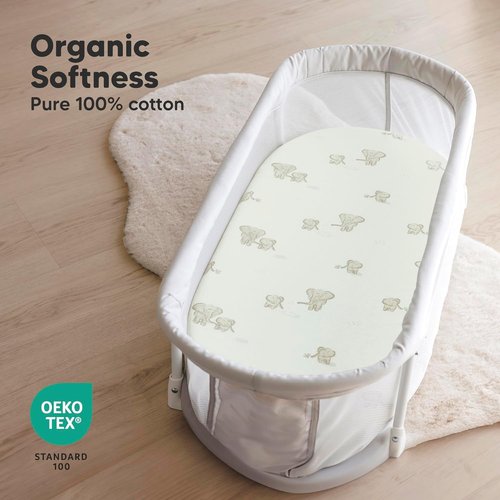 Elly Organic Bassinet Sheets - 100% Cotton Fitted Sheets for Halo, Graco & Chicco | 2-Pack Unisex