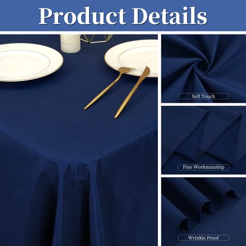 FXKS 8 Pack Rectangle Tablecloth 90 x 132 inch Navy Blue Polyester Table Cloth for 8 Feet Tables,Washable Fabric Stain and Wrinkle Resistant Table Cover Table Clothes for Wedding Parties Banquet