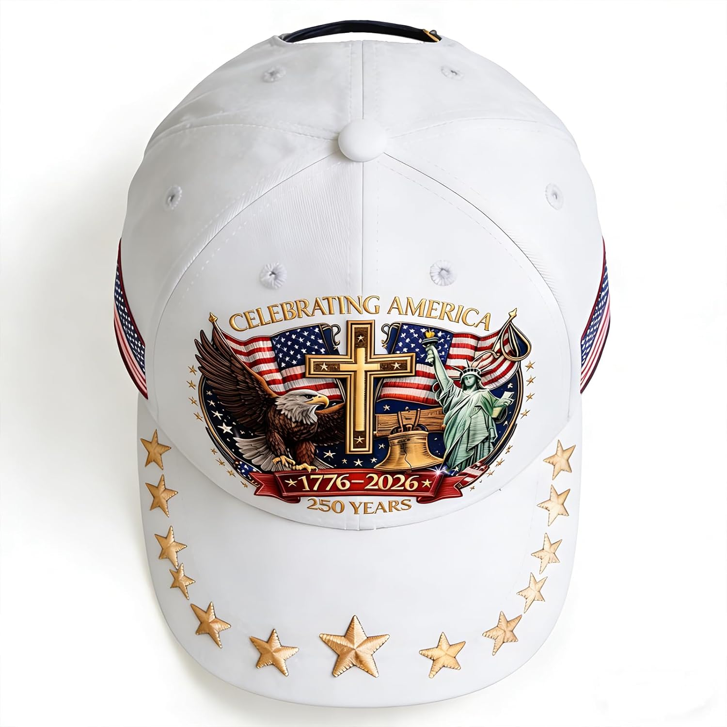 Skiennix 250th Anniversary USA Hat - Eagle Liberty Cross Design | Adjustable Baseball Cap for All