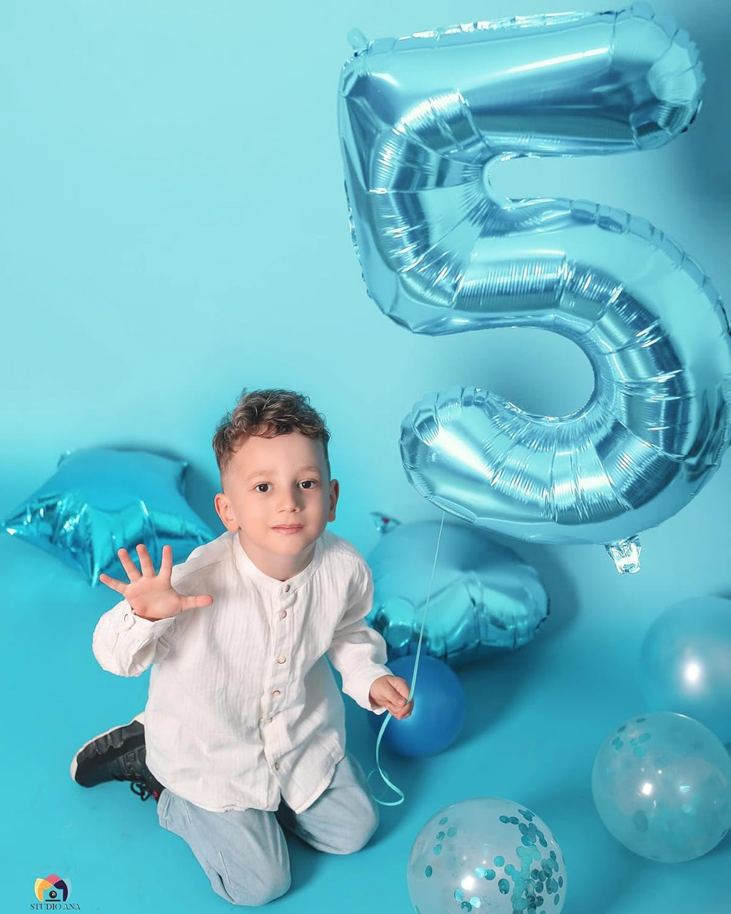 Pearlescent Blue Number 5 Balloon - 40 Inch 5th Birthday Decorations | Stunning Party Supplies