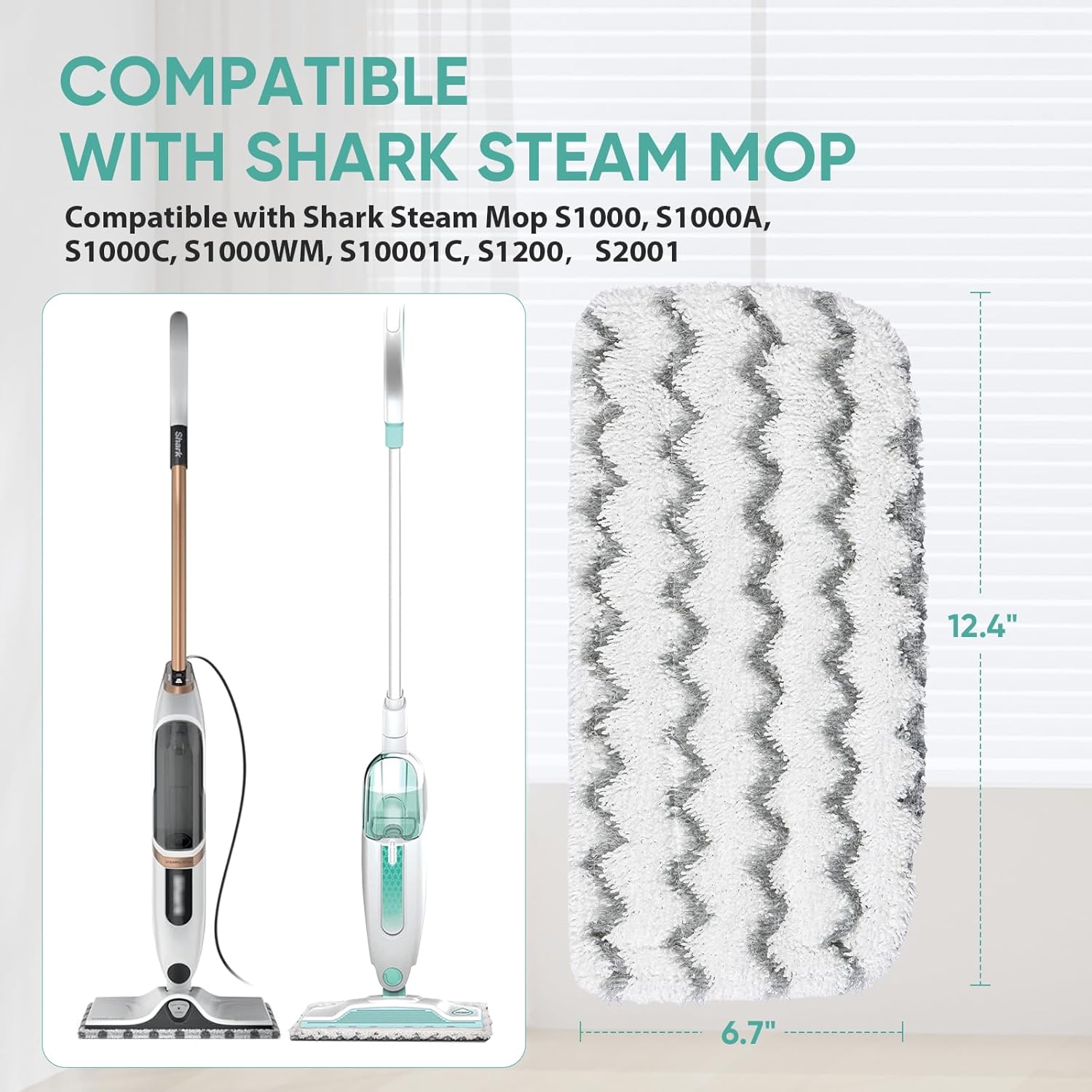 Shark 6-Pack Steam Mop Replacement Pads - Compatible with S1000, S2001, S1200 Models | High Absorbency