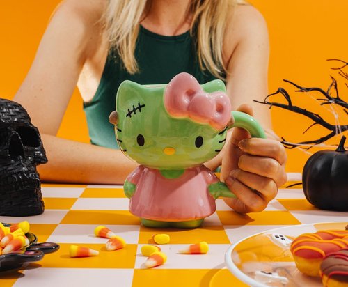 Silver Buffalo Sanrio Hello Kitty Halloween Frankenkitty Pink Dress Ceramic 3D Sculpted Mug, 20 Ounces