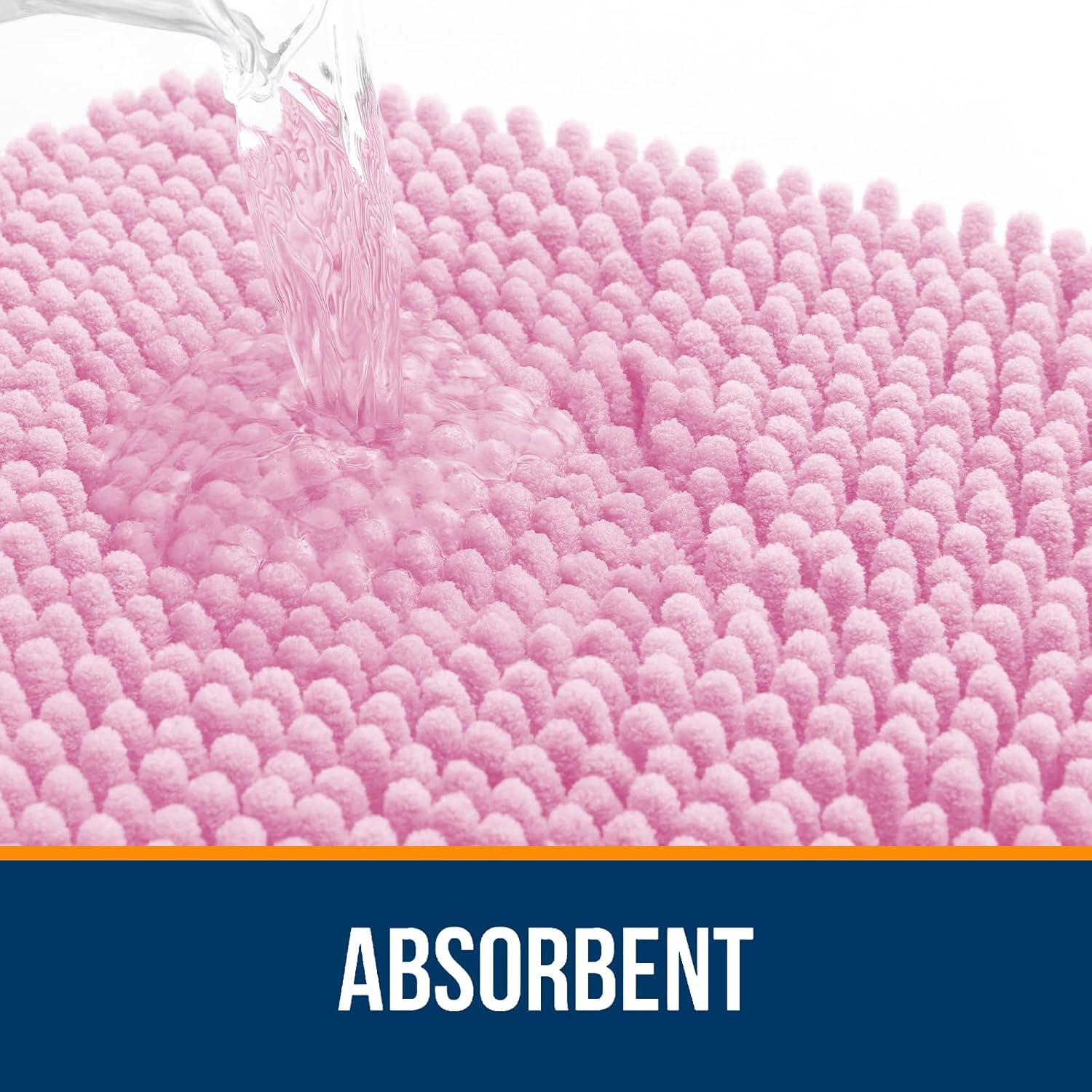 OLANLY Bath Rugs - Extra Soft Chenille, Quick-Dry & Absorbent | 36x24 Pink Machine Washable Mats