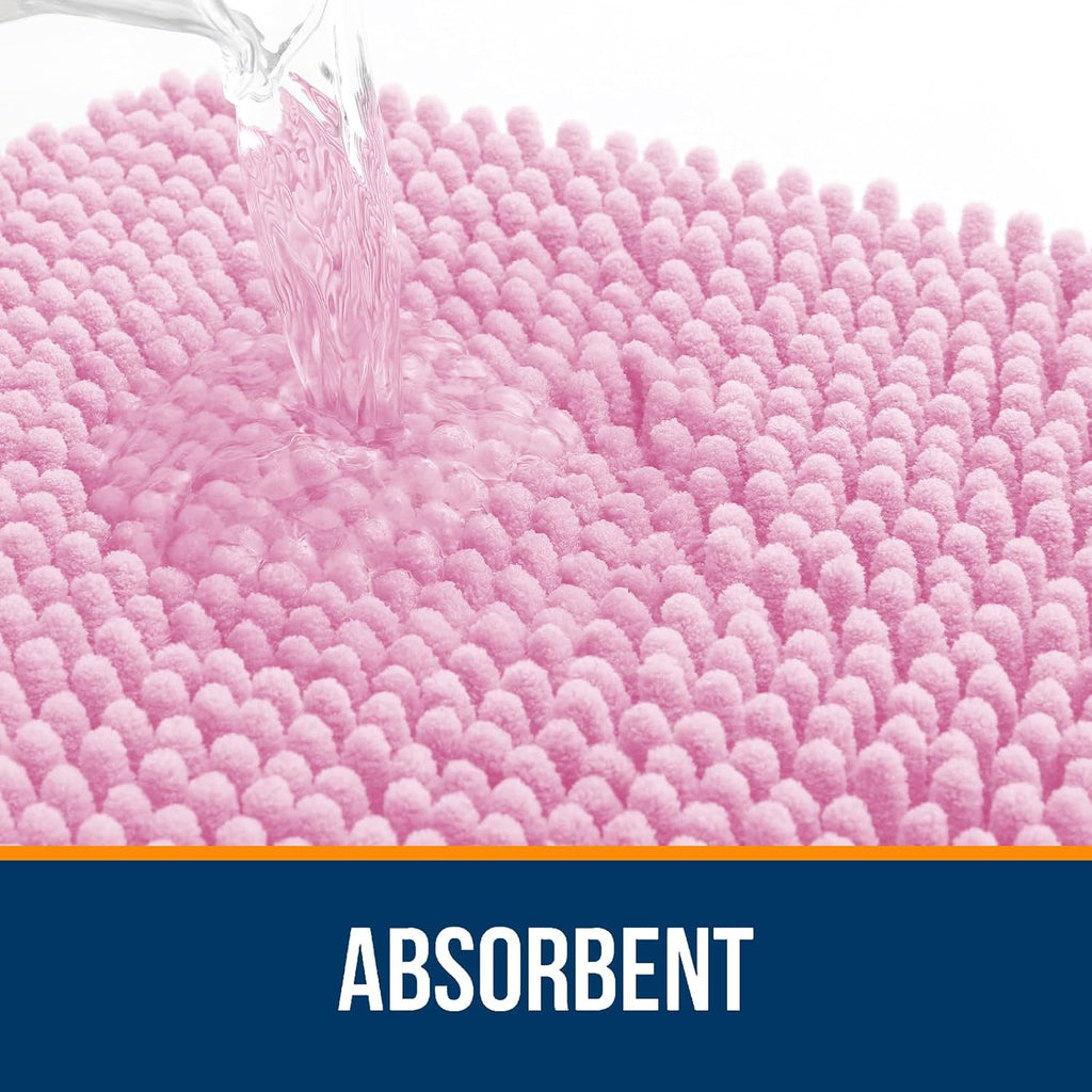 OLANLY Bathroom Runner Rugs - Extra Soft Absorbent Chenille | Quick-Dry Rubber Backing, 47x24, Pink