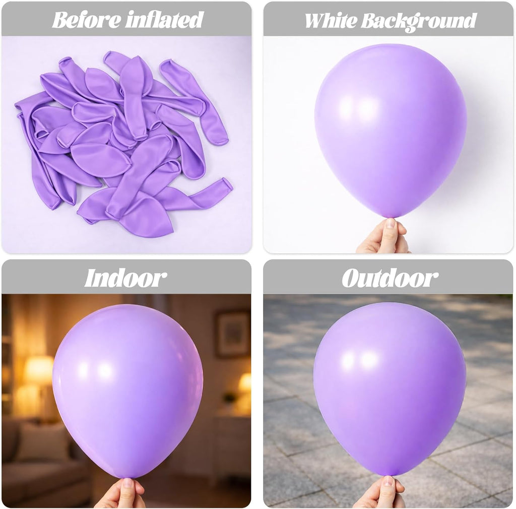 Voircoloria Pastel Purple Balloons - 12-Inch Light Purple Latex | 66-Pack for Birthday, Baby Shower & Weddings