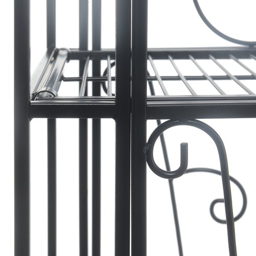 Convenience Concepts Xtra Storage 3 Tier Folding Metal Shelf with Scroll Design, Black