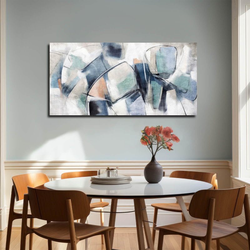 VAYIMDH Blue Pictures Wall Decor Abstract Wall Art Modern Artwork for Business Lobby Pink Wall Pictures for Wall 24x48 In