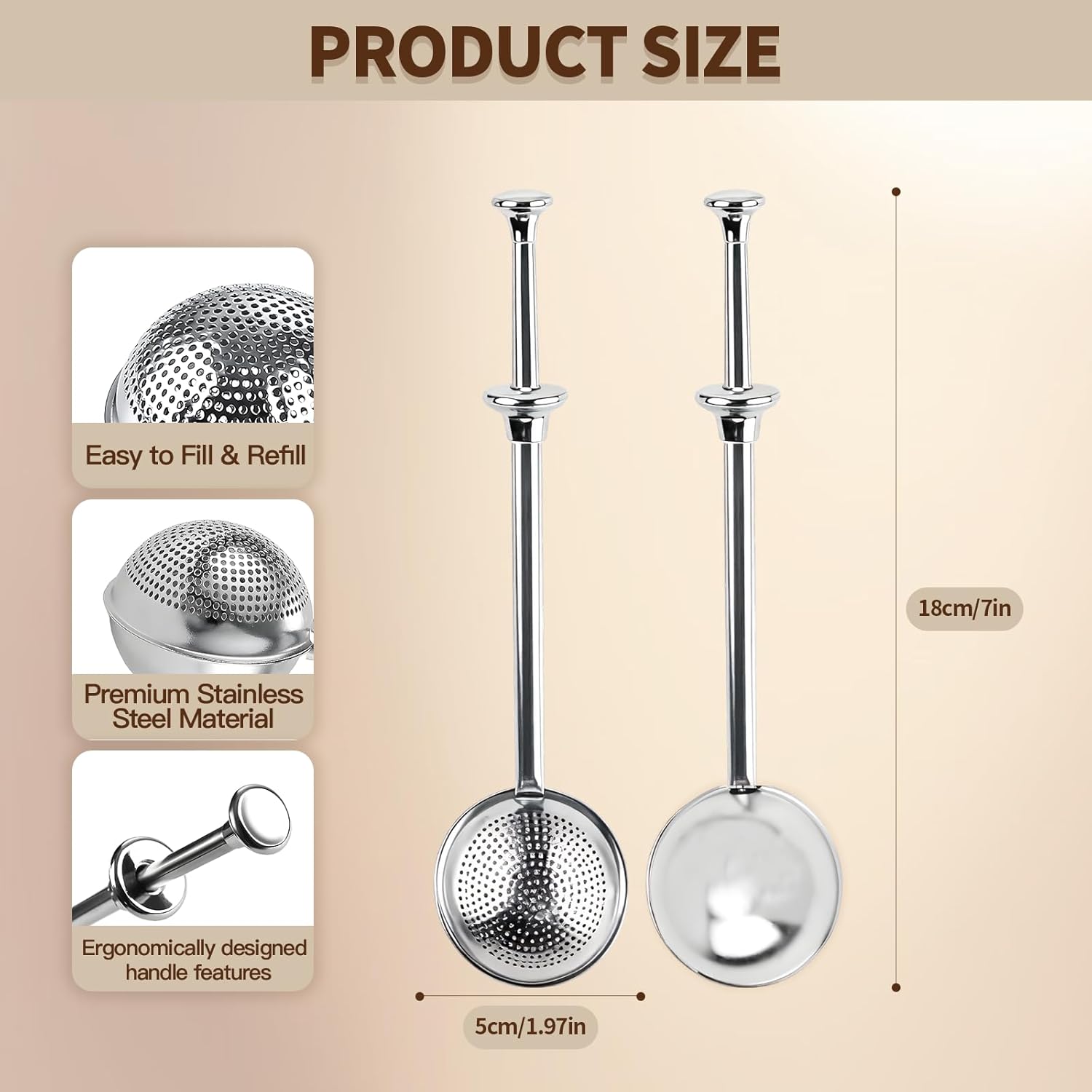 Skiennix Flour Duster - Stainless Steel Powder Sugar Shaker & Sifter | 2-Pack Baking Essential