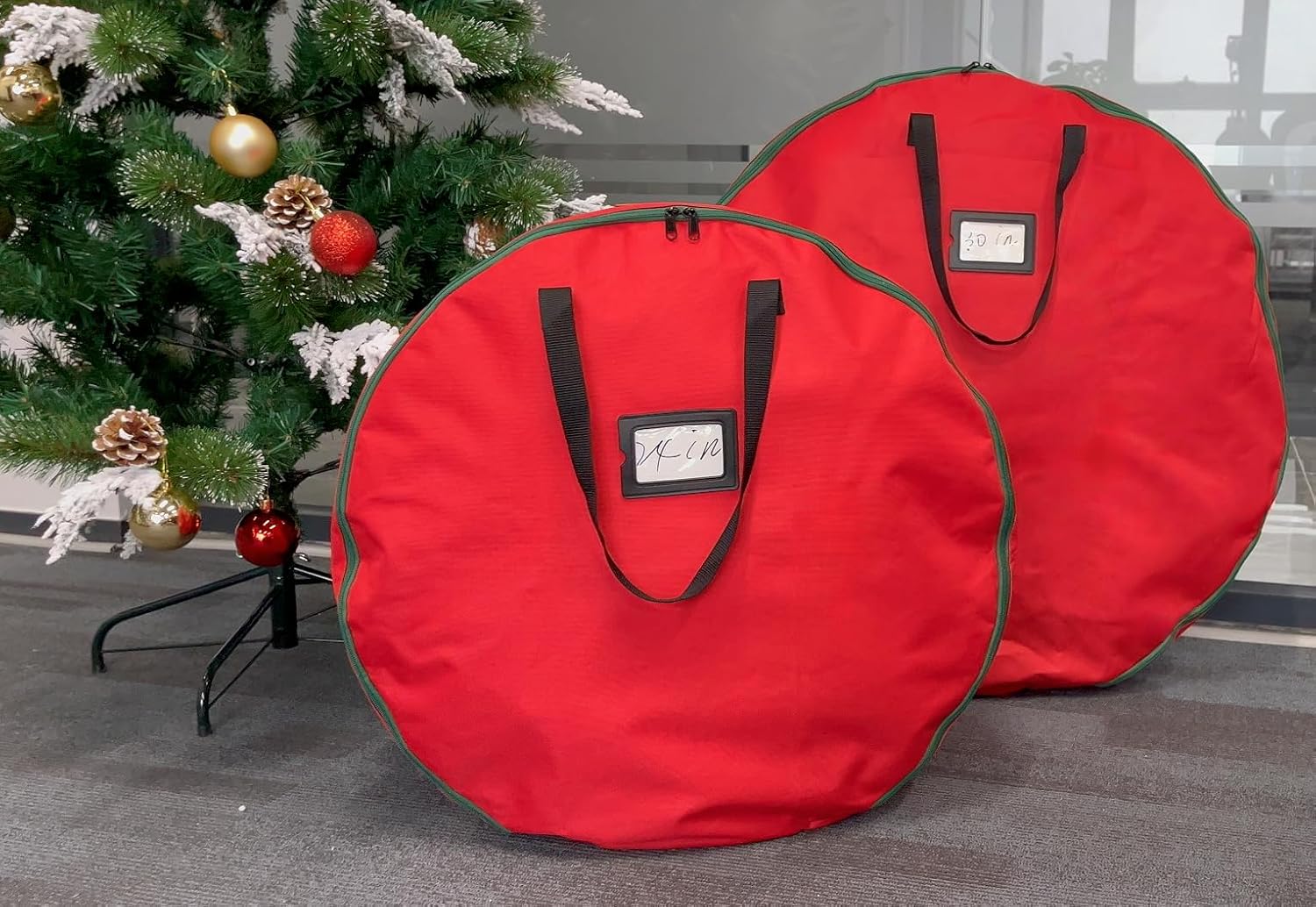 Skiennix Wreath Storage Container - Heavy Duty 600D Oxford Cloth for 30x7 Inch Holiday Wreaths