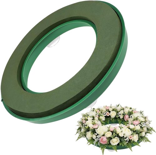 Floral Foam Ring - 11.2 Inch Wet Flower Foam Base with 4 Suction Cups | Ideal for Wedding Decor & Centerpieces