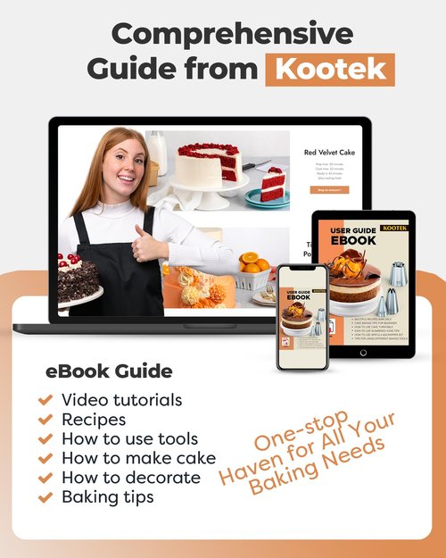 Kootek 180 Pcs Cake Decorating Kits Supplies - Aluminium Alloy Revolving Cake Turntable, Numbered Cake Decorating Tips and Frosting Tools for Baking Cupcake Cookie Muffin Kitchen Utensils
