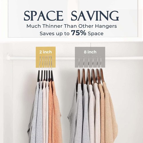 HOUSE DAY Black Velvet Hangers - Heavy Duty Non-Slip Felt Hangers | 60 Pack for Closet Organization