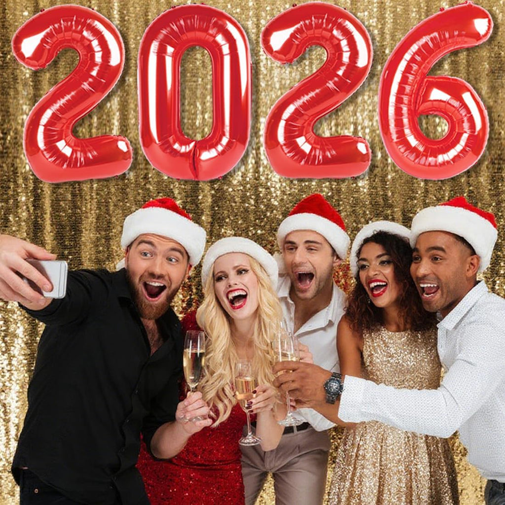 New Year’s Eve Decorations - 40 Inch Red Number Balloons for 2026 Celebrations | Perfect for Parties & Graduations