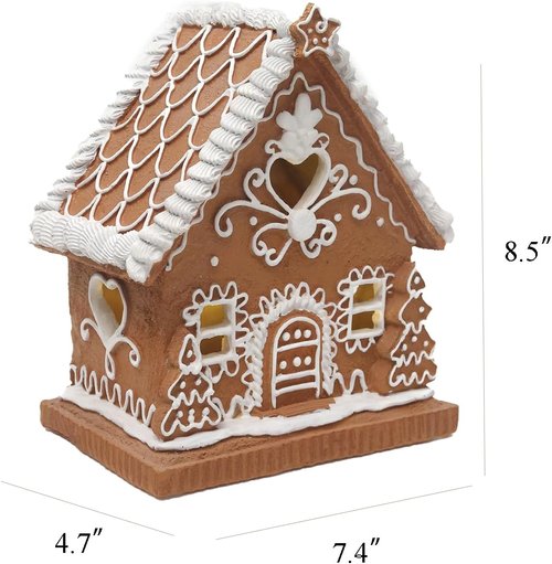 Gingerbread House | Light-Up Christmas Decor | Festive 8.5-Inch Gingerbread Village Decoration